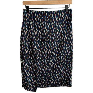 Maeve Debra Knit Faux Wrap Lined Navy Pencil Skirt | Anthropologie EUC Size 4